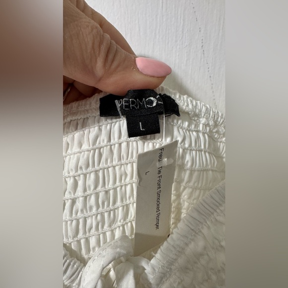 NWT Papermoon Freua Tie Front Smocked Romper Size Large - Picture 4 of 6